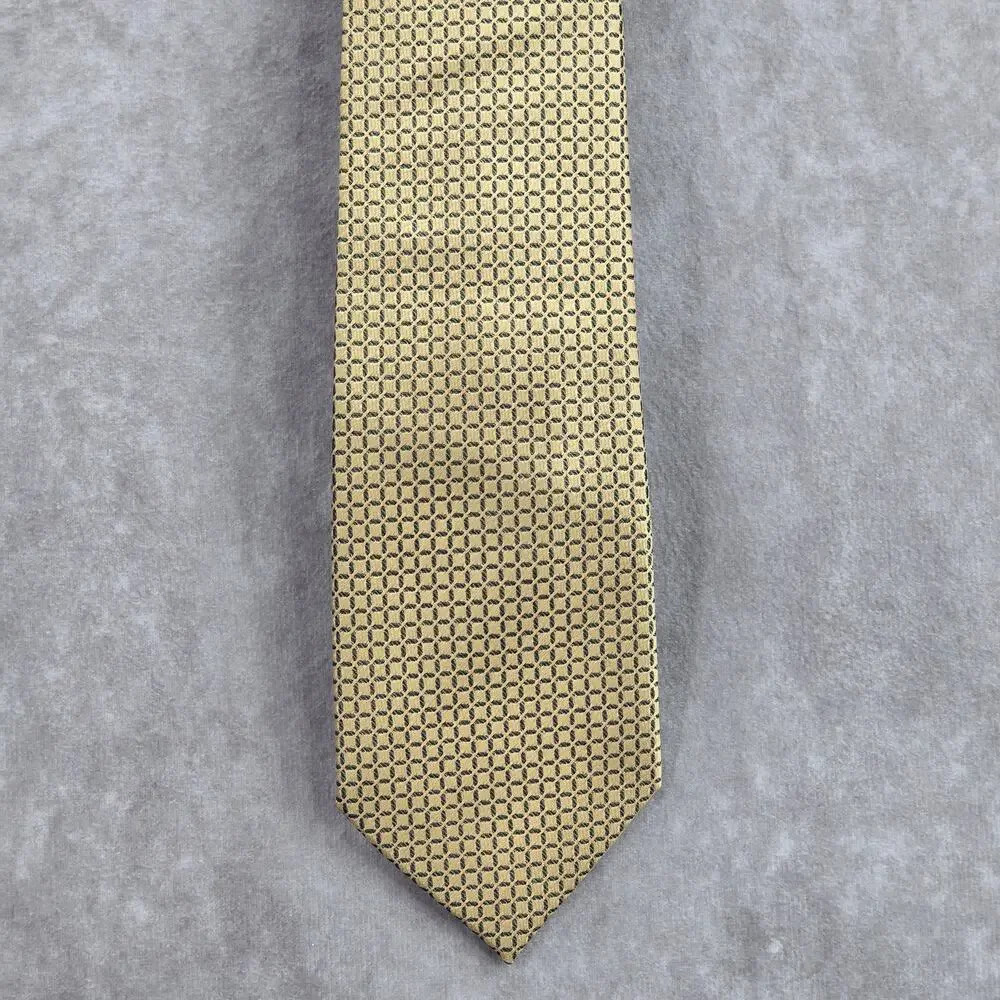 Zeke‎ Gold Gray Geometric Square Silk Executive Neck Tie Men's